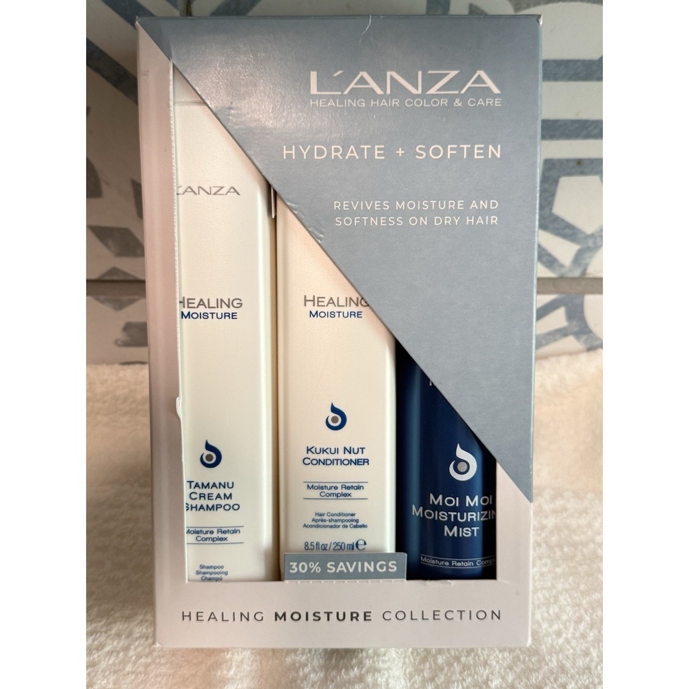 L'ANZA Healing Moisture Trio Gift Set‎ Full Size Shampoo Conditioner Mist